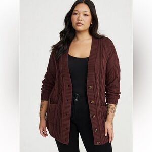 Torrid 1X Cable Knit Cardigan Sweater